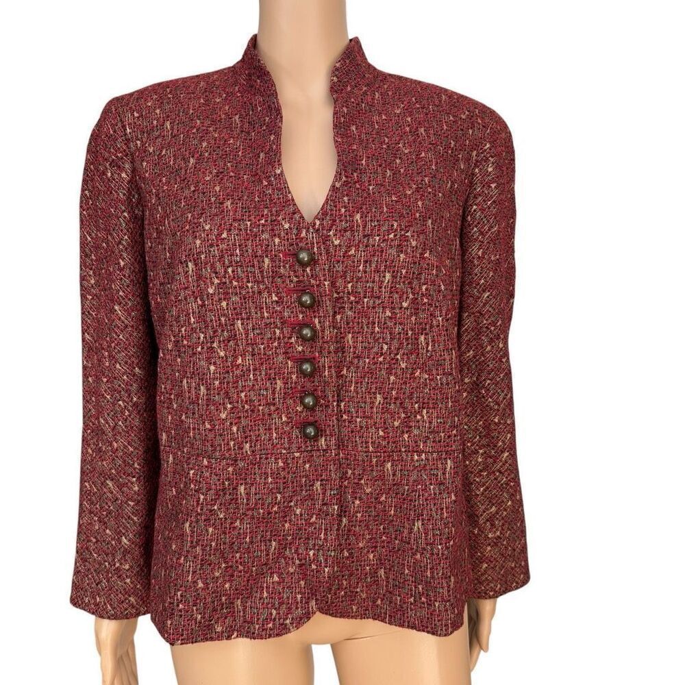 Talbots woman petite vintage Blazer Jacket Tweed Wool round Buttons sz 12WP NWT